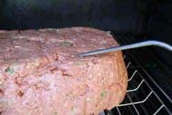Thermometer probe in meatloaf