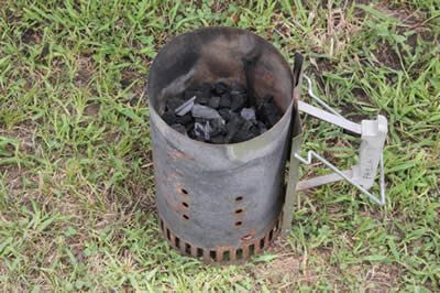 Fill charcoal chimney with charcoal