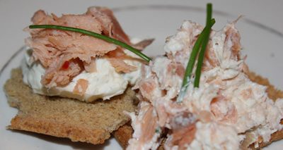 Salmon spread with cream cheese and chives
