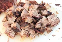 Brisket point cut into cubes