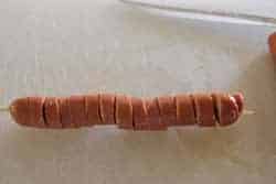 Spiral cut hotdog