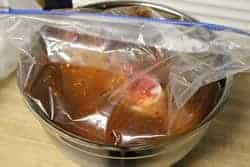 Brine and turkey legs into ziploc