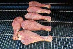 Turkey legs on smoker grate