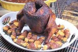 Smoked Beer Can Chicken Served