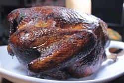 Smoked Turkey with Bacon Butter 31 Just out of the smoker, breast side down