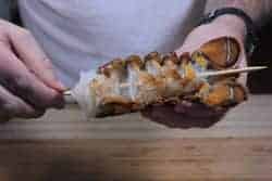 Lobster tail skewered