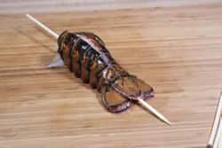 Properly skewered lobster tail