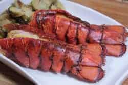 Plated smoked lobster tail