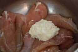 A dollop of mayonnaise to help the rub to stick