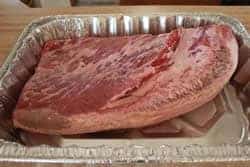 Brisket in the pan - trimmed on meaty side