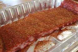 Jeff's rub applied to ribs