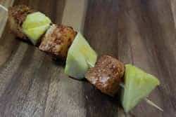 Assemble your first ham and pineapple kabob