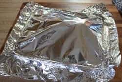 Foil slightly open and resting