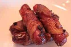 Bacon wrapped sausage links