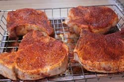 Pork chops on Bradley rack