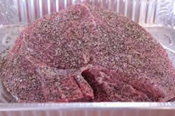 Beef sirloin tip roast with salt and pepper mixture