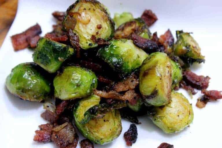 Smoked Brussel Sprouts with Bacon & Onions
