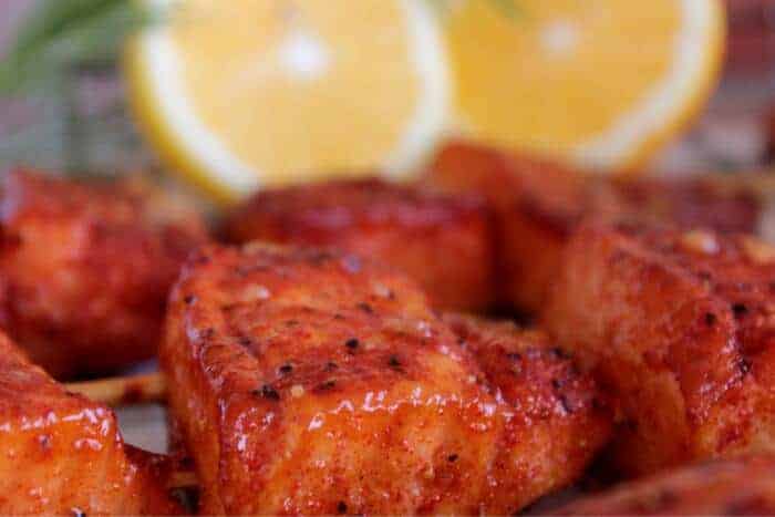 Hot Smoked Salmon on a Stick