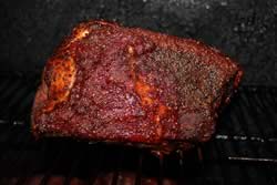 Pork butt at about 8 hours in