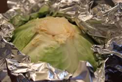 Cabbage wrapped in foil