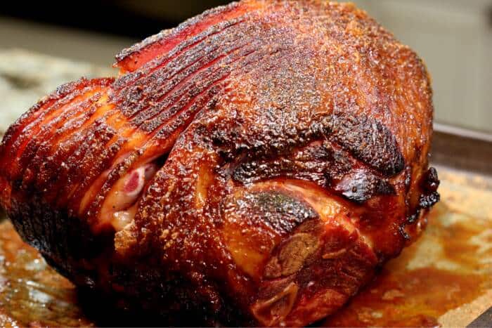 Double Smoked Holiday Ham Glazed with Maple Syrup