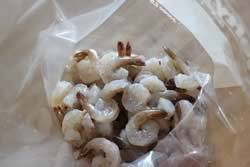 Shrimp into bag