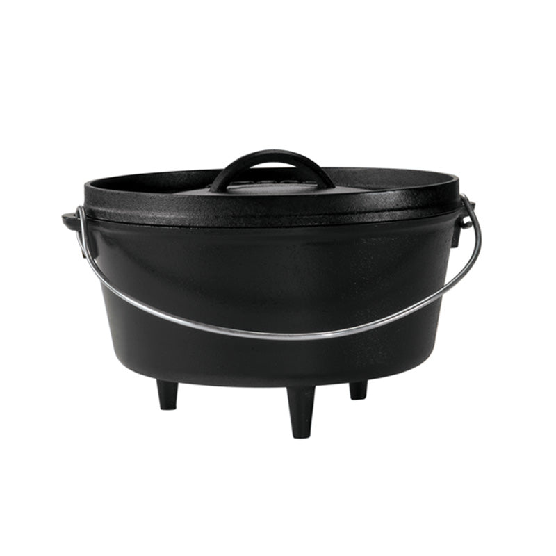 Lodge 10-inch deep 5-quart camp Dutch oven with lid, legs and bail handle