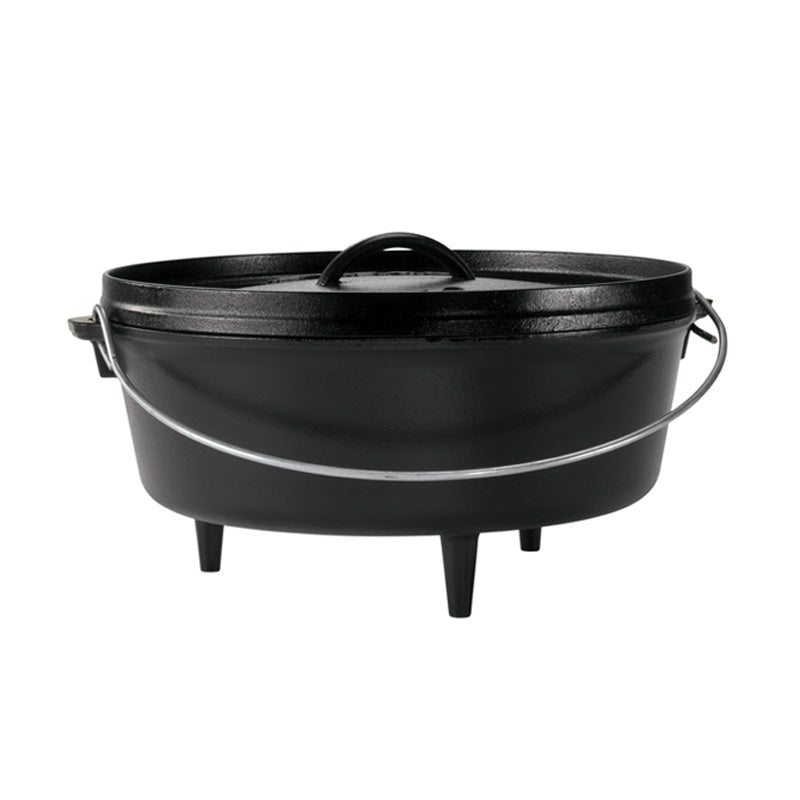 Lodge 12-inch standard 6-quart camp Dutch oven with lid, legs and bail handle