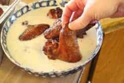 Chicken wings dipped in milk