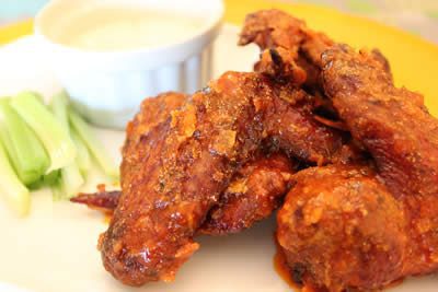 Smoked and Fried hot wings served up