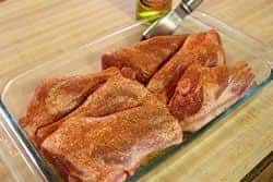 Jeff's rub sprinkled on the lamb shanks