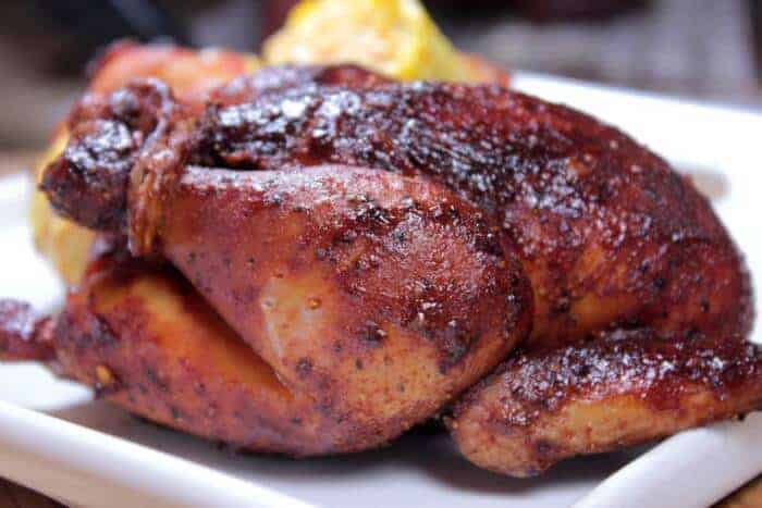 beer brined smoked cornish hen