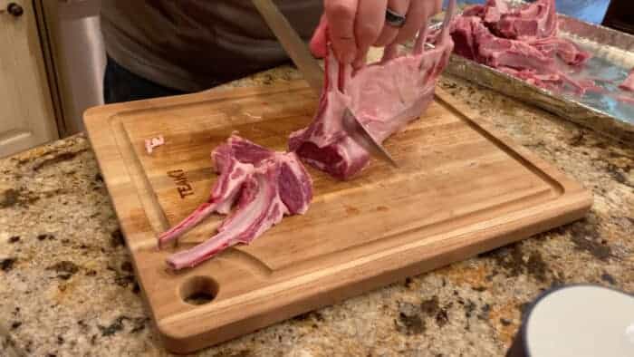 slicing lamb chops