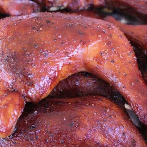 Smoked Chicken Quarters with Beer BBQ Sauce Glaze 8 smoked chicken quarters beer