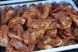 Dump wings back into foil pan for easy access