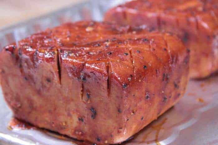 Smoked Spam with Beer Barbecue Sauce