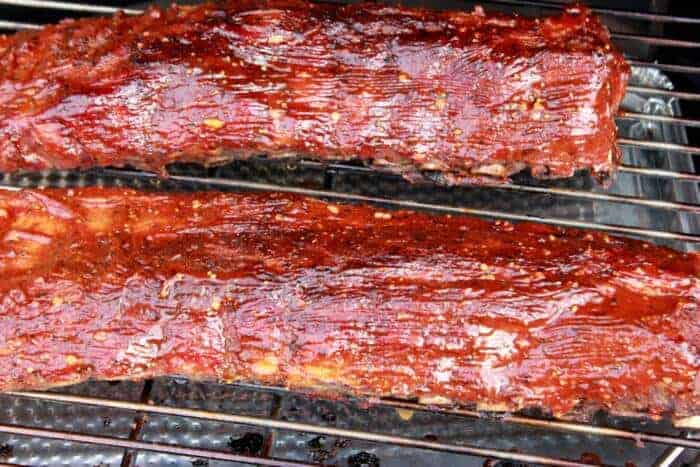 Wet, Sauced Up, Sticky Smoked Ribs